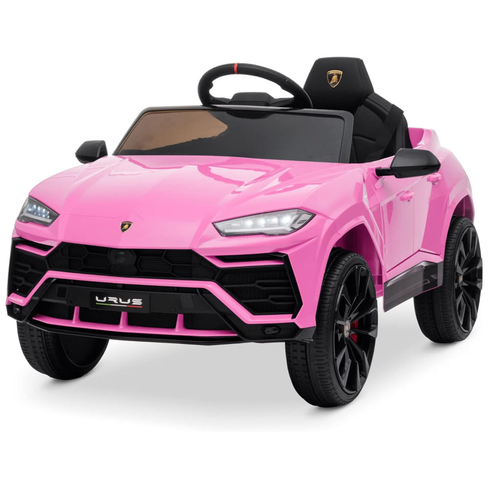 Encontraproduto.com.br - Carro, Carrinho Elétrico Infantil a Bateria 12V 1 Assento com Luz LED e Suspensão de Mola, KIDZONE, Rosa