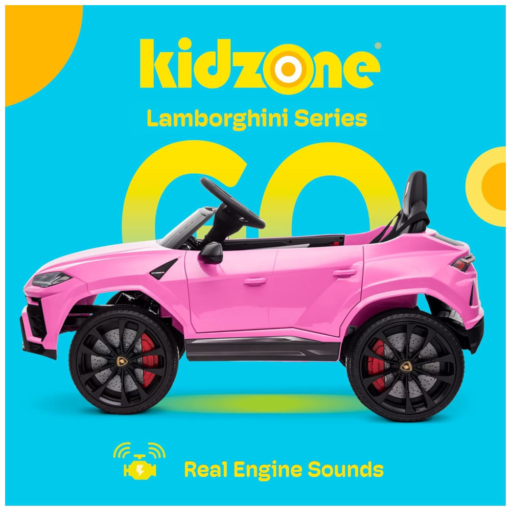 Encontraproduto.com.br - Carro, Carrinho Elétrico Infantil a Bateria 12V 1 Assento com Luz LED e Suspensão de Mola, KIDZONE, Rosa