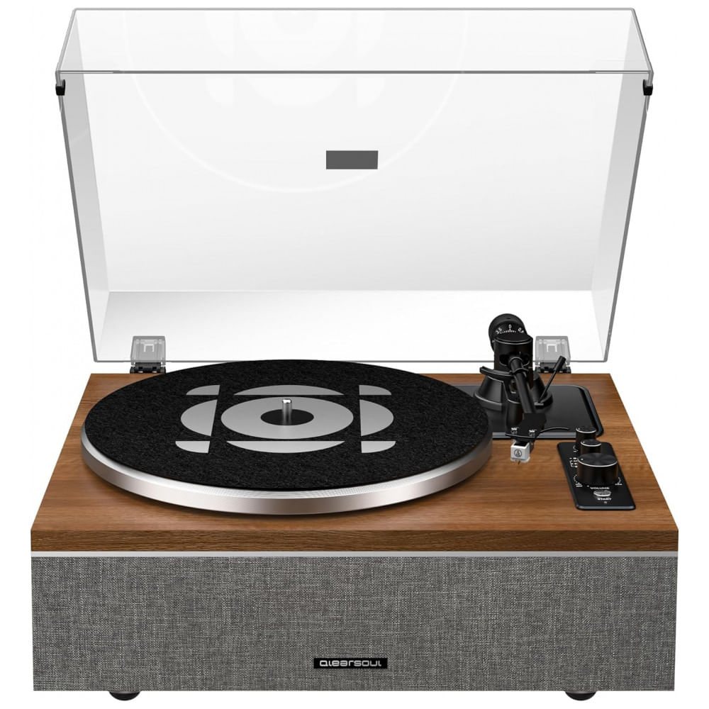 Toca-discos de Vinil ONES com Entrada/Saída Bluetooth, Toca-discos Vintage All-in-One com Caixas de Som Integradas, Qlearsoul