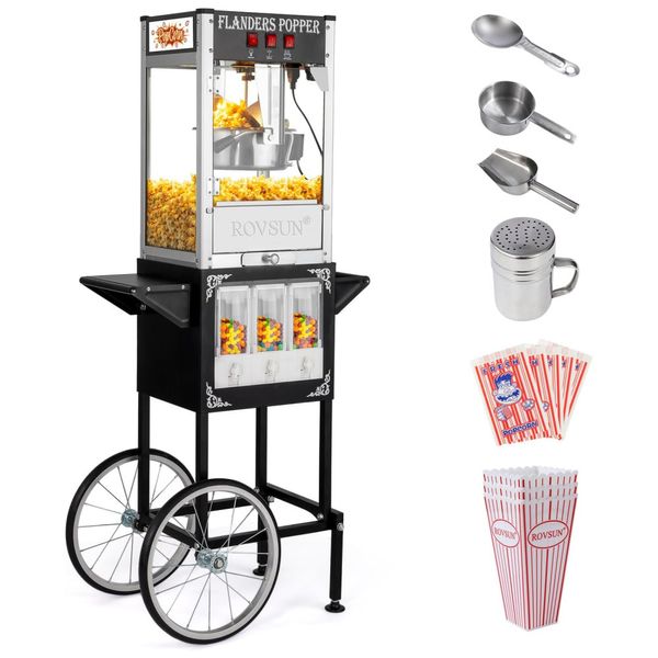 Maquina-de-Pipoca-ROVSUN-Estilo-Cinema-com-Carrinho-e-Rodas-Imagem-0
