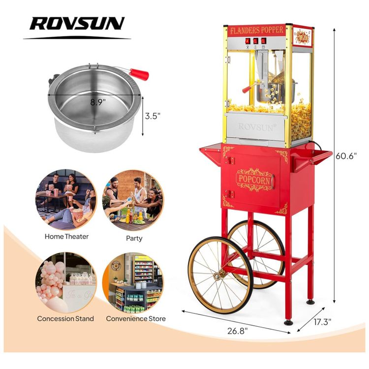 Maquina-de-Pipoca-ROVSUN-com-Carrinho-Rodas-e-Panela-de-280-Imagem-6