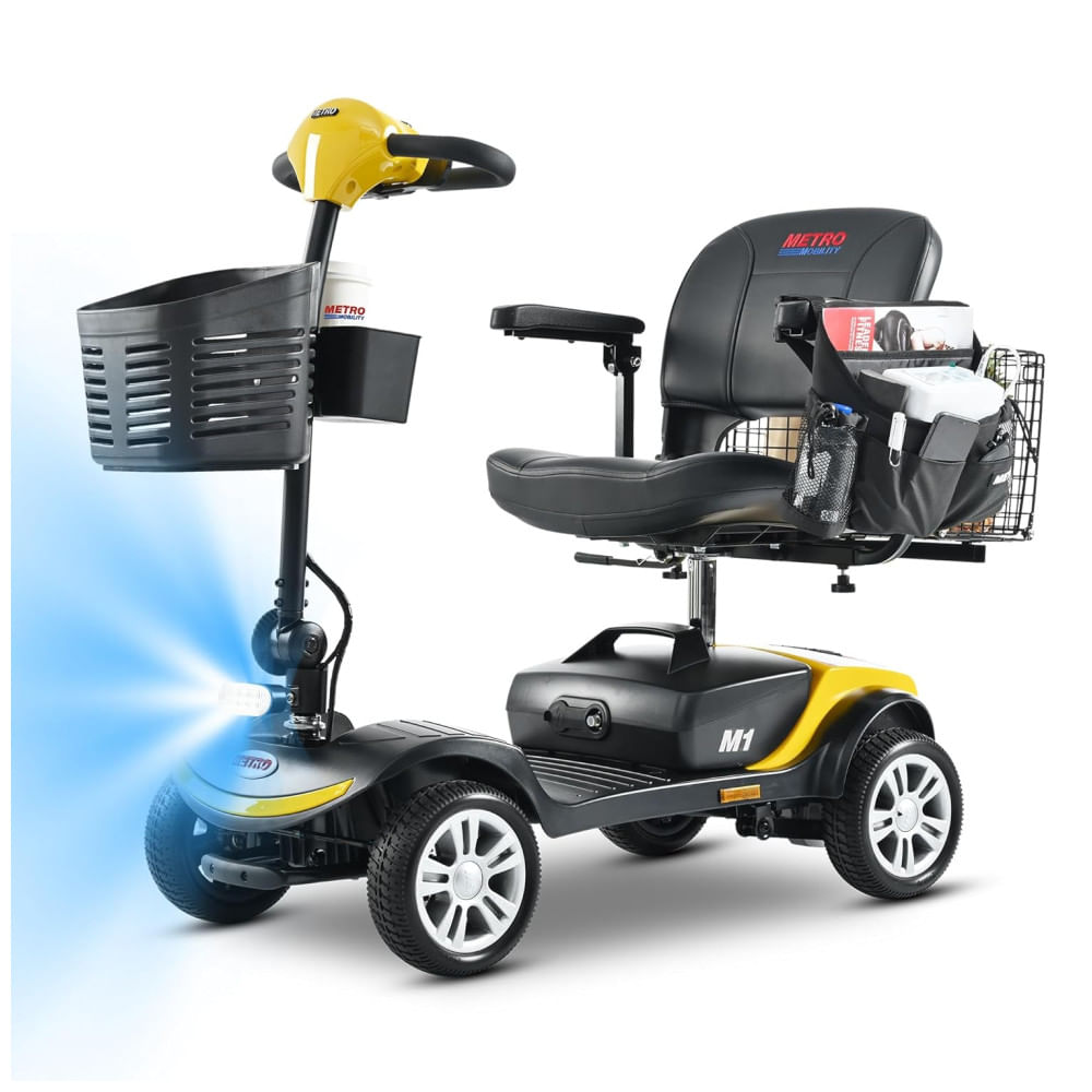 Cadeira de Rodas Elétricas Metro Mobility 4 Rodas, Capacidade de 136 kg, Dobrável, Leve, com Alcance de 16 km, Luz LED, Ideal para Adultos e Idosos.