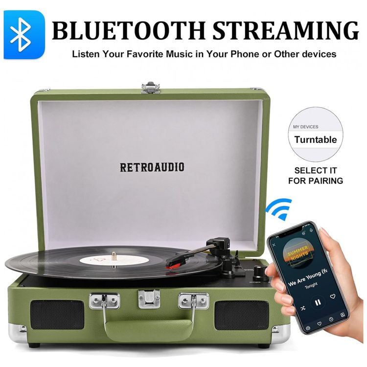 Toca-discos-de-Vinil-Portatil-Bluetooth-3-Velocidades-em-Imagem-1