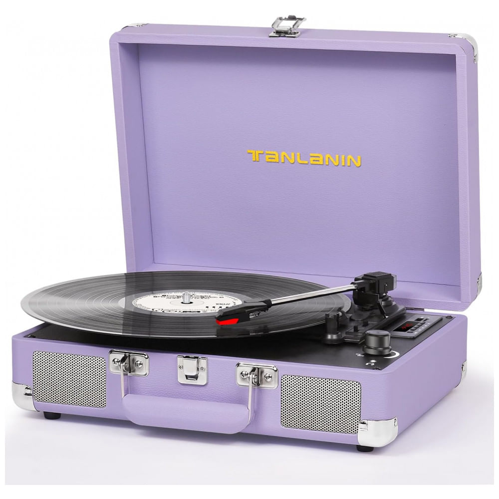 Toca-discos de Vinil com Alto-falantes Integrados Vintage Portátil de 3 Velocidades Maleta Bluetooth com Gravação,TANLANIN,
