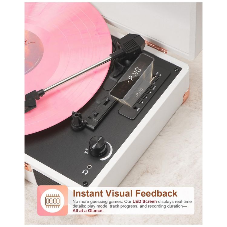 Toca-Discos-de-Vinil-Bluetooth-Vintage-3-Velocidades-Imagem-1