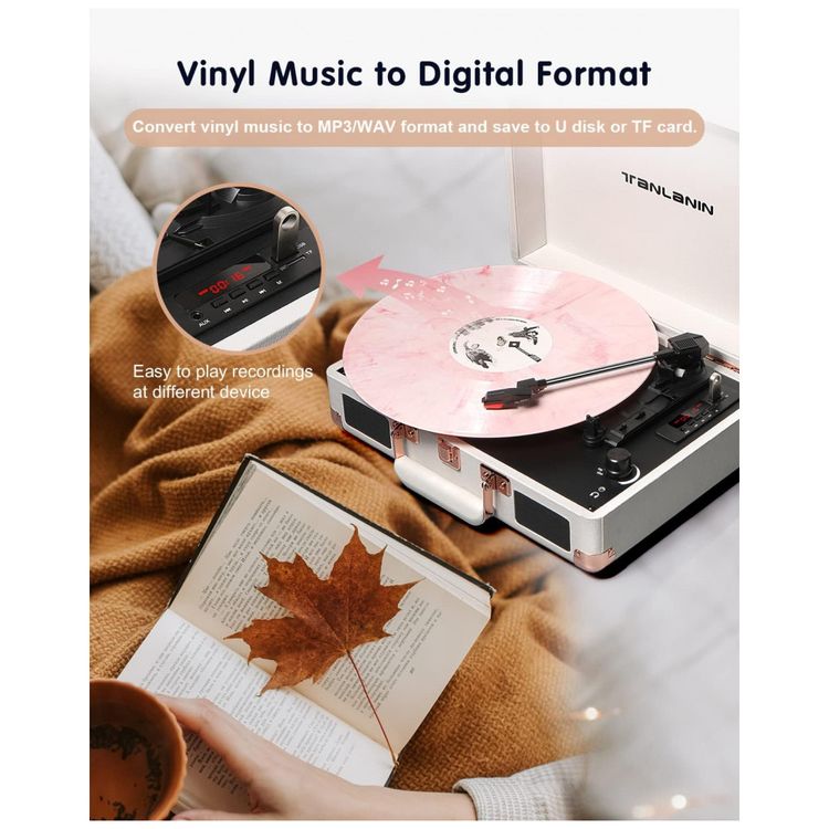 Toca-Discos-de-Vinil-Bluetooth-Vintage-3-Velocidades-Imagem-2