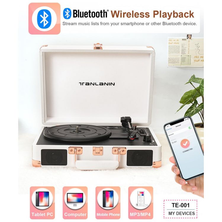 Toca-Discos-de-Vinil-Bluetooth-Vintage-3-Velocidades-Imagem-7