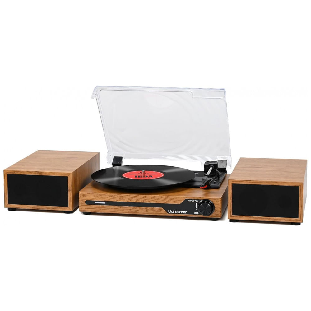 Toca-Discos de Vinil com Alto-Falantes Externos BT 5.3 Wireless Portátil,Udreamer,