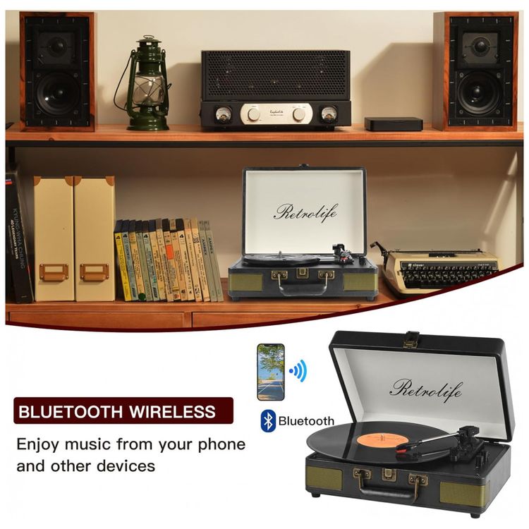 Toca-discos-Retrolife-3-Velocidades-Bluetooth-Portatil-em-Imagem-1