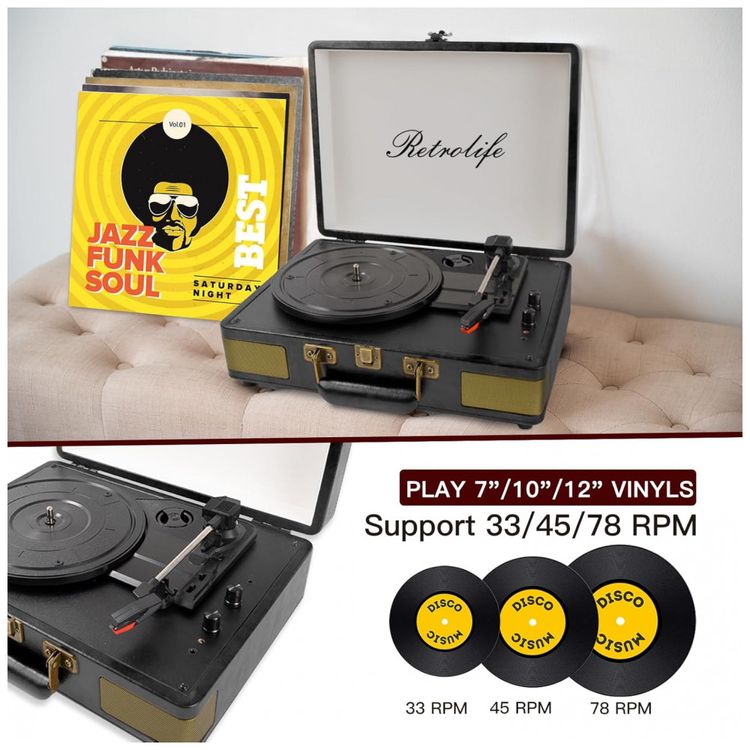 Toca-discos-Retrolife-3-Velocidades-Bluetooth-Portatil-em-Imagem-2