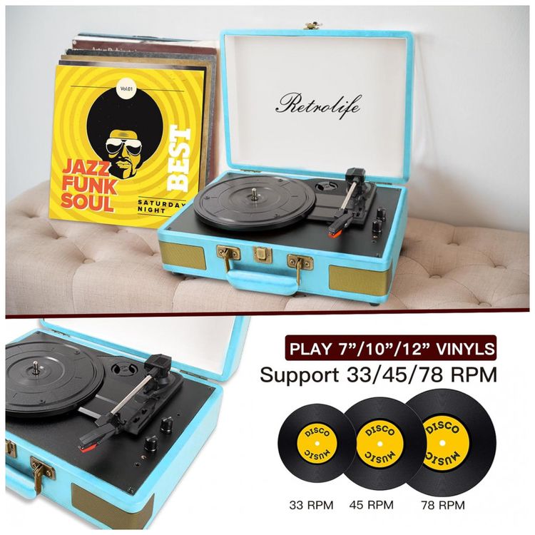 Toca-Discos-Retrolife-Bluetooth-Portatil-em-Maleta-de-Vinil-Imagem-2