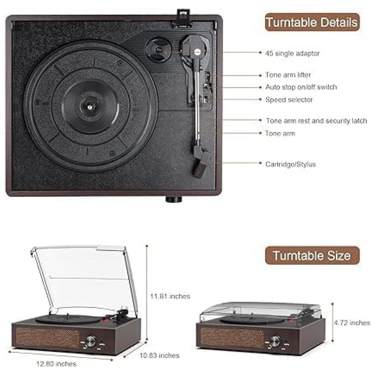 Toca-Discos-de-Vinil-Bluetooth-BeltDriveTurntable-Imagem-2
