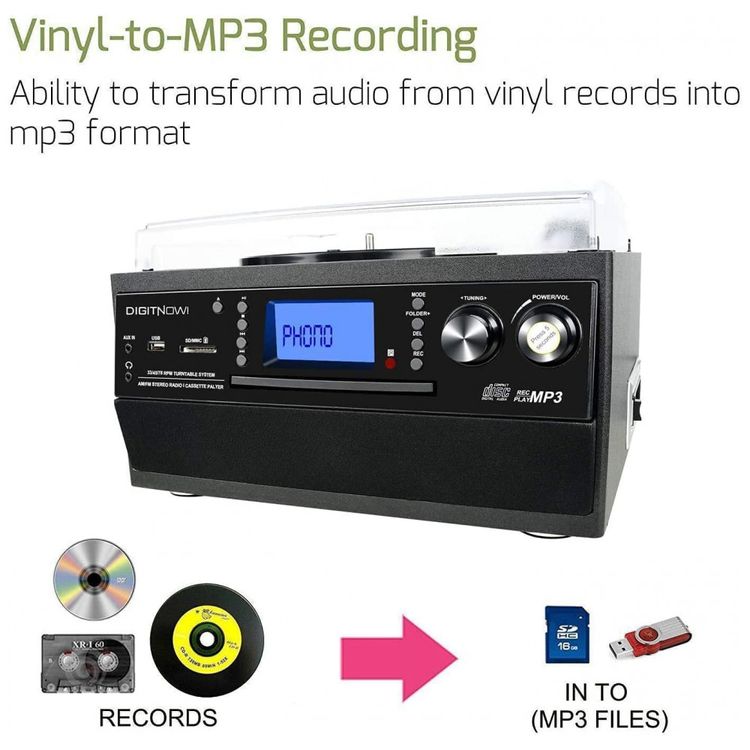 Toca-discos-Bluetooth-DIGITNOW-com-Alto-falante-Estereo-Imagem-4