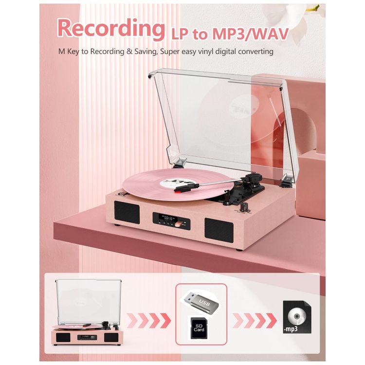 Toca-Discos-Vintage-Vinil-Bluetooth-Wireless-Imagem-7