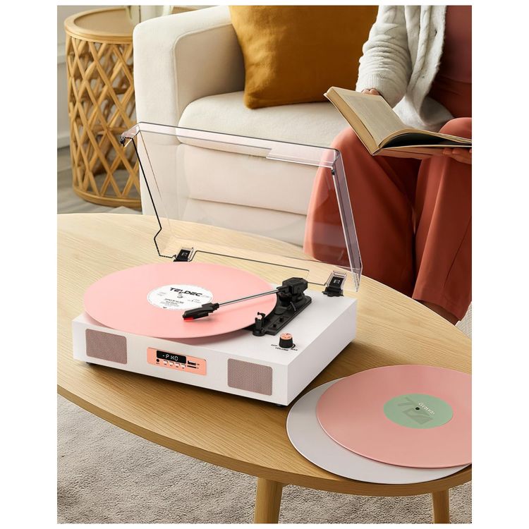 Toca-discos-de-Vinil-Vintage-Wireless-Bluetooth-Imagem-2