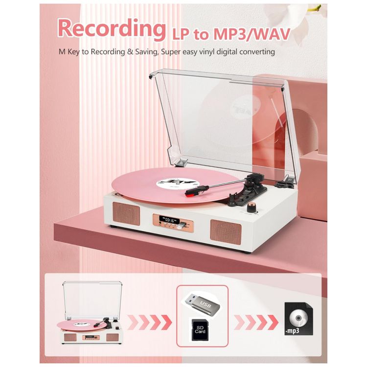 Toca-discos-de-Vinil-Vintage-Wireless-Bluetooth-Imagem-4