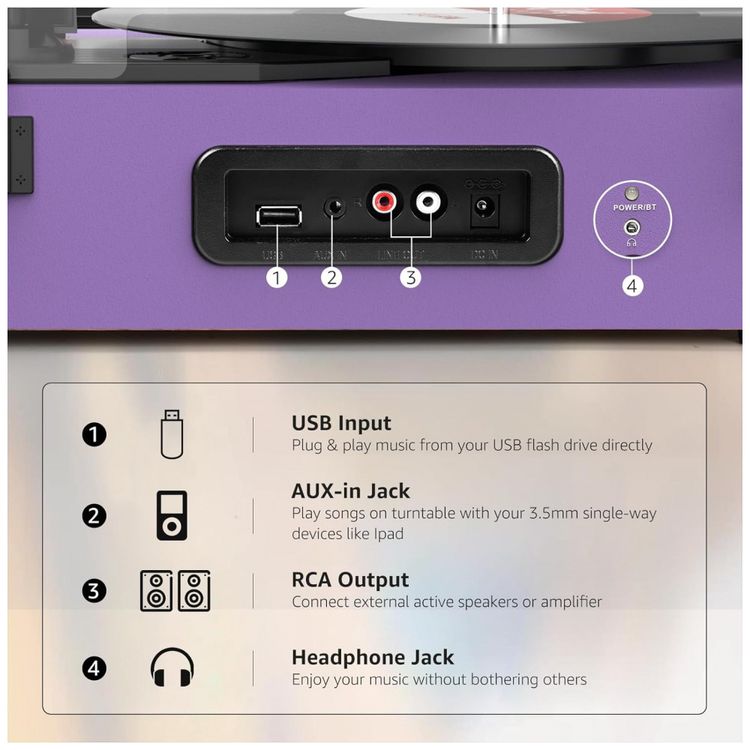Toca-discos-de-Vinil-com-Alto-falantes-Integrados-Portatil-Imagem-5