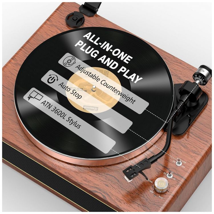 Toca-discos-All-in-One-com-Alto-falantes-Integrados-Imagem-1