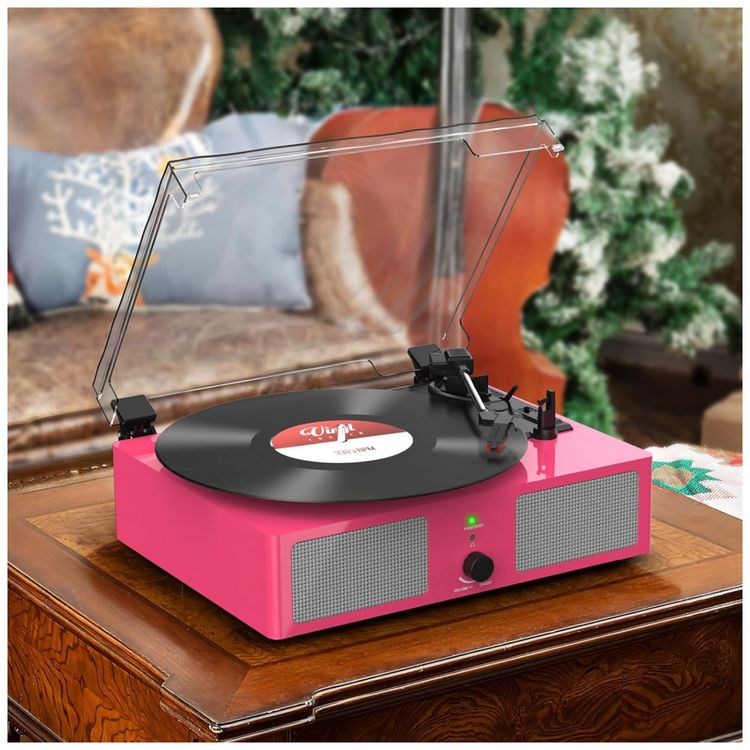 Toca-discos-de-Vinil-com-Alto-falantes-Integrados-Vintage-Imagem-8