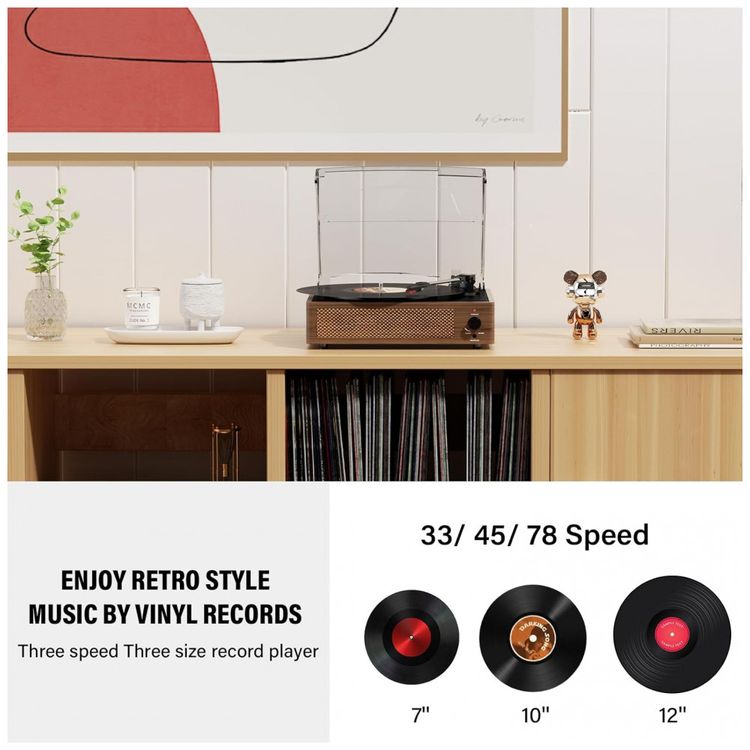 Toca-Discos-Vintage-com-Alto-falantes-para-Discos-de-Vinil-Imagem-3