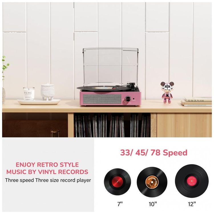 Toca-discos-Vintage-com-Alto-falantes-Bluetooth-sem-Fio-Imagem-3