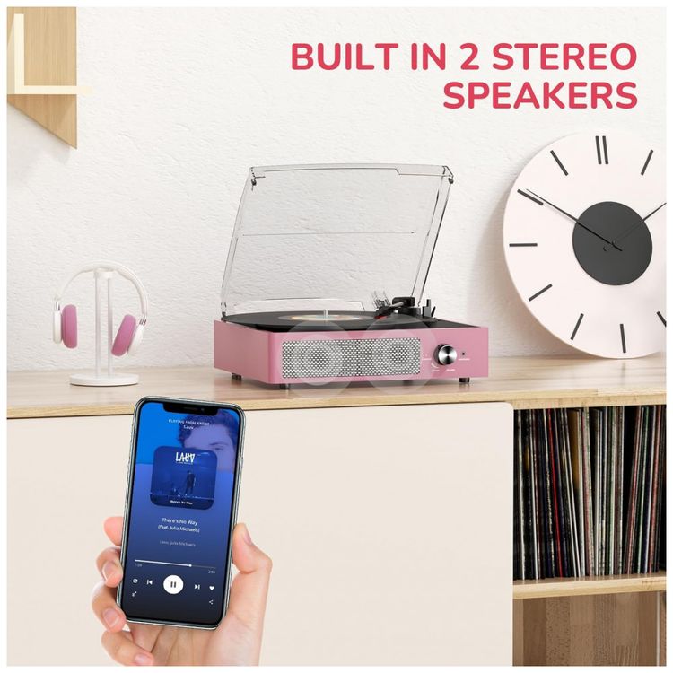 Toca-discos-Vintage-com-Alto-falantes-Bluetooth-sem-Fio-Imagem-5