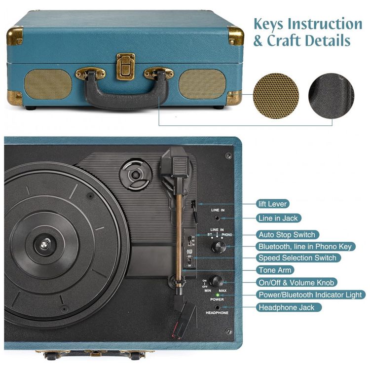 Toca-discos-Retrolife-3-Velocidades-Bluetooth-Portatil-em-Imagem-3