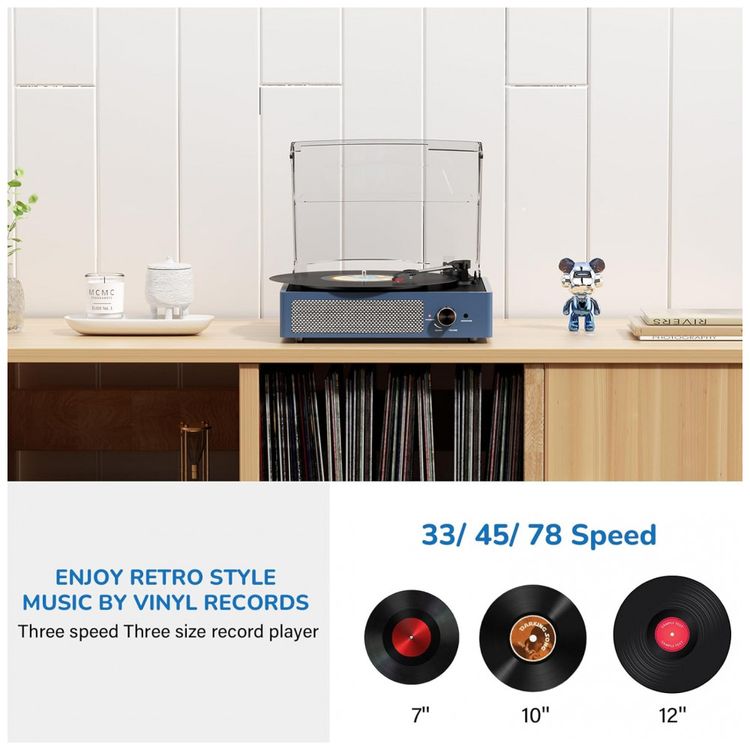 Toca-Discos-de-Vinil-com-2-Alto-Falantes-Estereo-Bluetooth-Imagem-3
