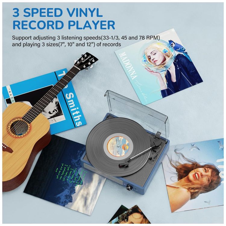 Toca-Discos-de-Vinil-com-2-Alto-Falantes-Estereo-Bluetooth-Imagem-4