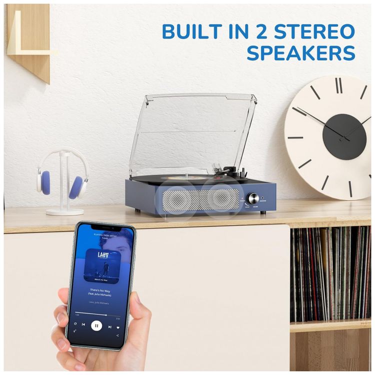 Toca-Discos-de-Vinil-com-2-Alto-Falantes-Estereo-Bluetooth-Imagem-5