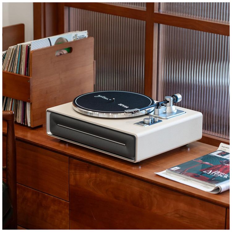 Toca-discos-SEVIA-Vintage-para-Vinil-com-Alto-falantes-Imagem-7