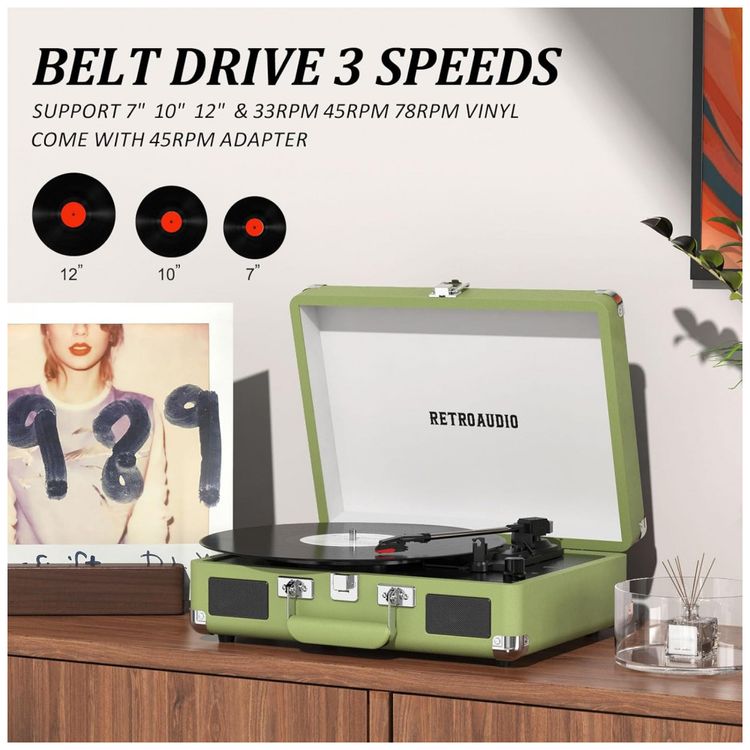 Toca-discos-de-Vinil-Portatil-Bluetooth-3-Velocidades-em-Imagem-3