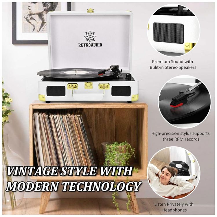 Toca-Discos-de-Vinil-3-Velocidades-Bluetooth-Portatil-Imagem-4