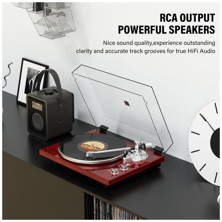 Toca-Discos-de-Correia-para-Vinil-Conexao-com-Alto-Falantes-Imagem-5