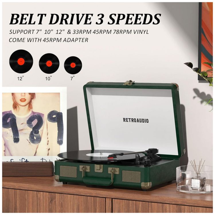 Toca-discos-de-Vinil-Portatil-Retro-Bluetooth-em-Maleta-Imagem-3