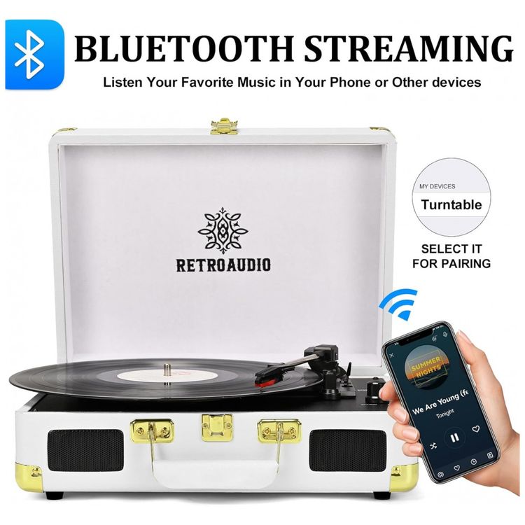 Toca-Discos-de-Vinil-3-Velocidades-Bluetooth-Portatil-Imagem-1