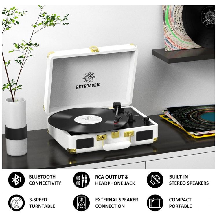 Toca-Discos-de-Vinil-3-Velocidades-Bluetooth-Portatil-Imagem-2