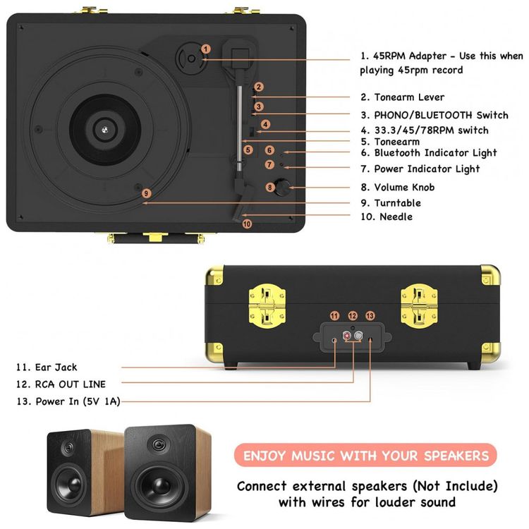 Toca-discos-de-Vinil-Portatil-Retro-com-Bluetooth-3-Imagem-6