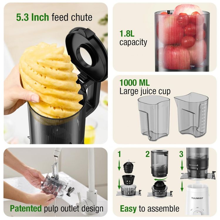 Extrator-de-Suco-TUUMIIST-com-Tubo-de-Alimentacao-Extra-Imagem-6