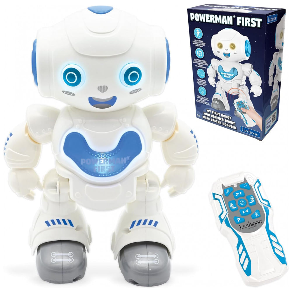 LEXiBOOK Powerman First, Meu Primeiro Brinquedo Interativo Inteligente Robot para Aprendizado de Crianças Dançando Toca Música Menino Menina