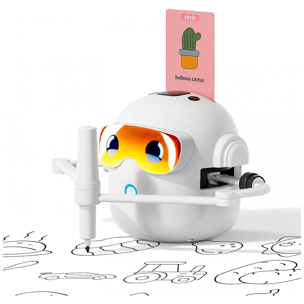Robô de Desenho Interativo para Crianças com 100 Cartões, Máquina de Desenho Educacional com Interatividade por Voz,Dysh.Tech