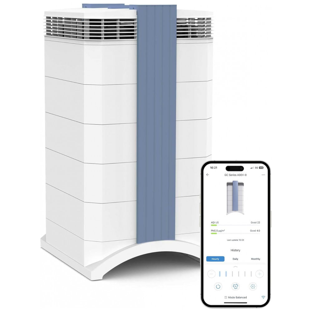 Purificador de Ar IQAir GC MultiGas XE - Filtração Inteligente de MultiGases para Ambientes de até 104,51 m² - Produtos Químicos, Odores, COVs e Partí
