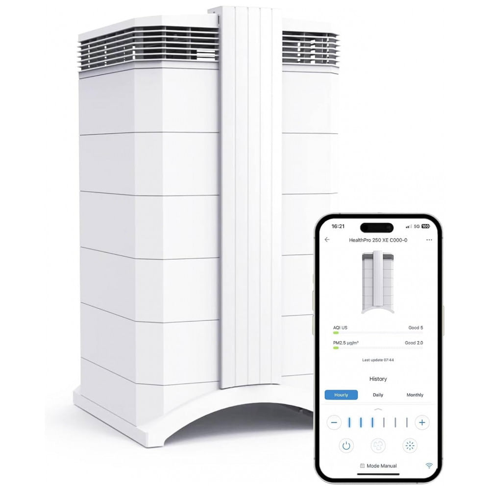 Purificador de Ar IQAir HealthPro Plus XE com Tecnologia Smart HyperHEPA para Grandes Ambientes de até 105m² - Fumaça, Vírus, Alergênicos, Asma, Mofo,