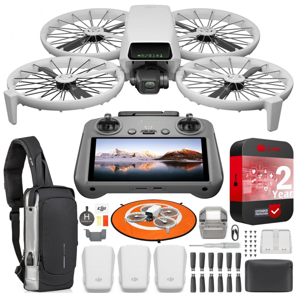 DJI Flip Fly More Combo com Controle Remoto RC 2 com Tela, Drone com Câmera 4K UHD para Adultos, Decolagem na Palma da Mão, Retorno Automático