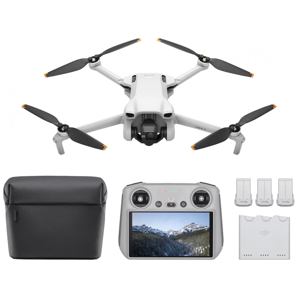 DJI Mini 3 Fly More Combo DJI RC - Drones com Câmera 4K para Adultos, 3 Baterias para 114min de Voo, Filmagem Vertical, Transmissão de Vídeo a 10km