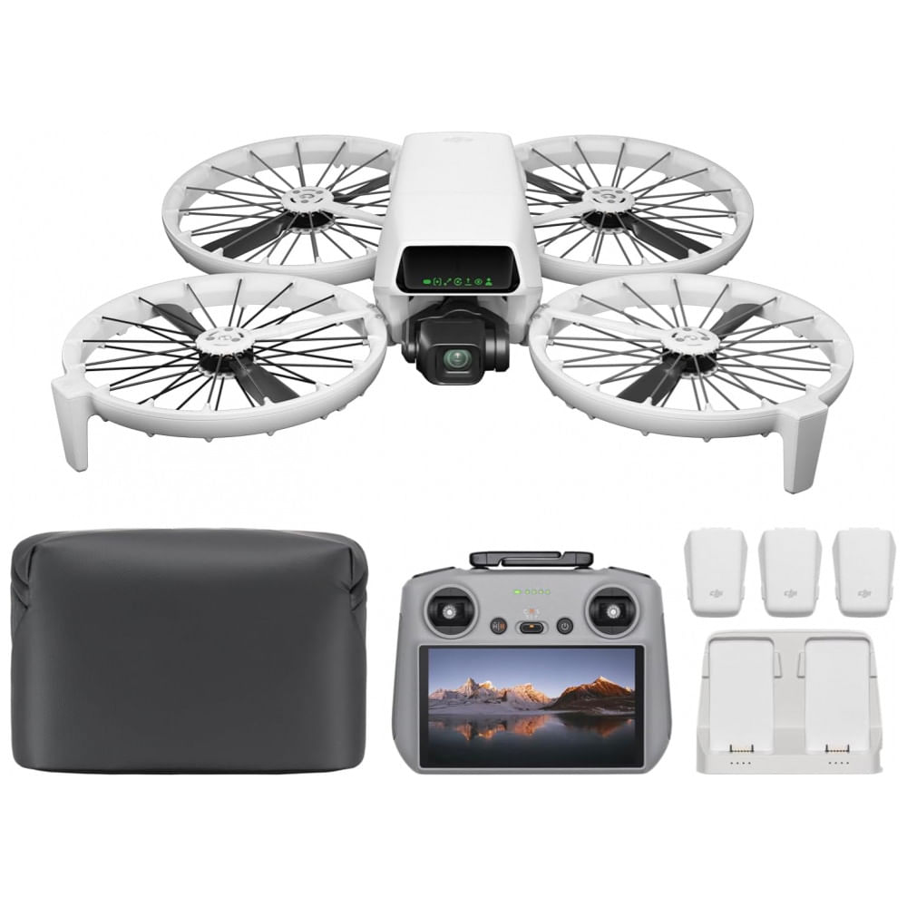 DJI Flip Fly More Combo Com Controlador Remoto RC 2 Com Tela, Drone Com Câmera 4K UHD Para Adultos, Decolagem na Palma da Mão, Retorno Automático