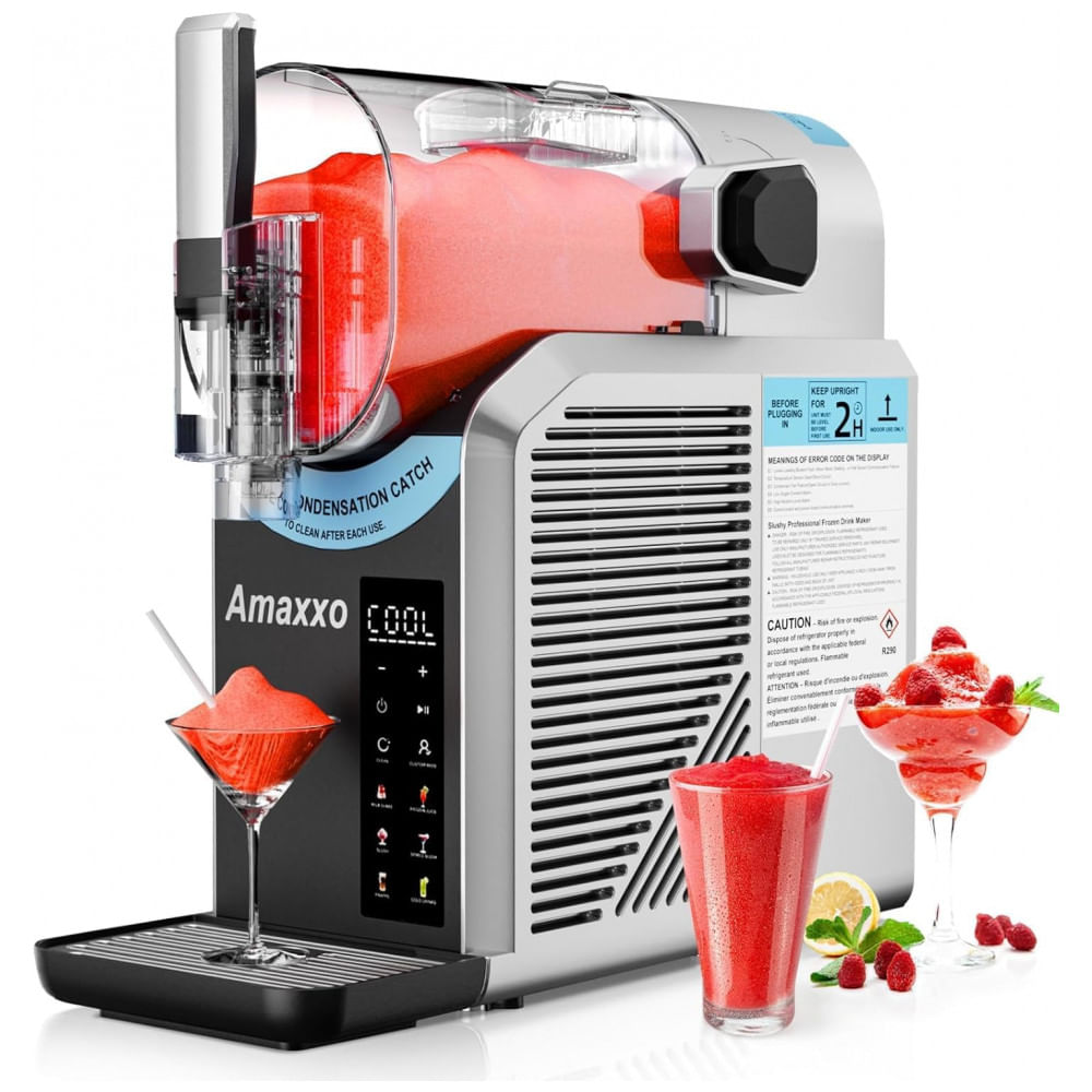 Máquina de Raspadinha para Casa 15-60Min 2,2L Máquina de Slushy sem Gelo Auto-Limpante, Bebidas Congeladas, 7 Programas Pré-Definidos para Margarita