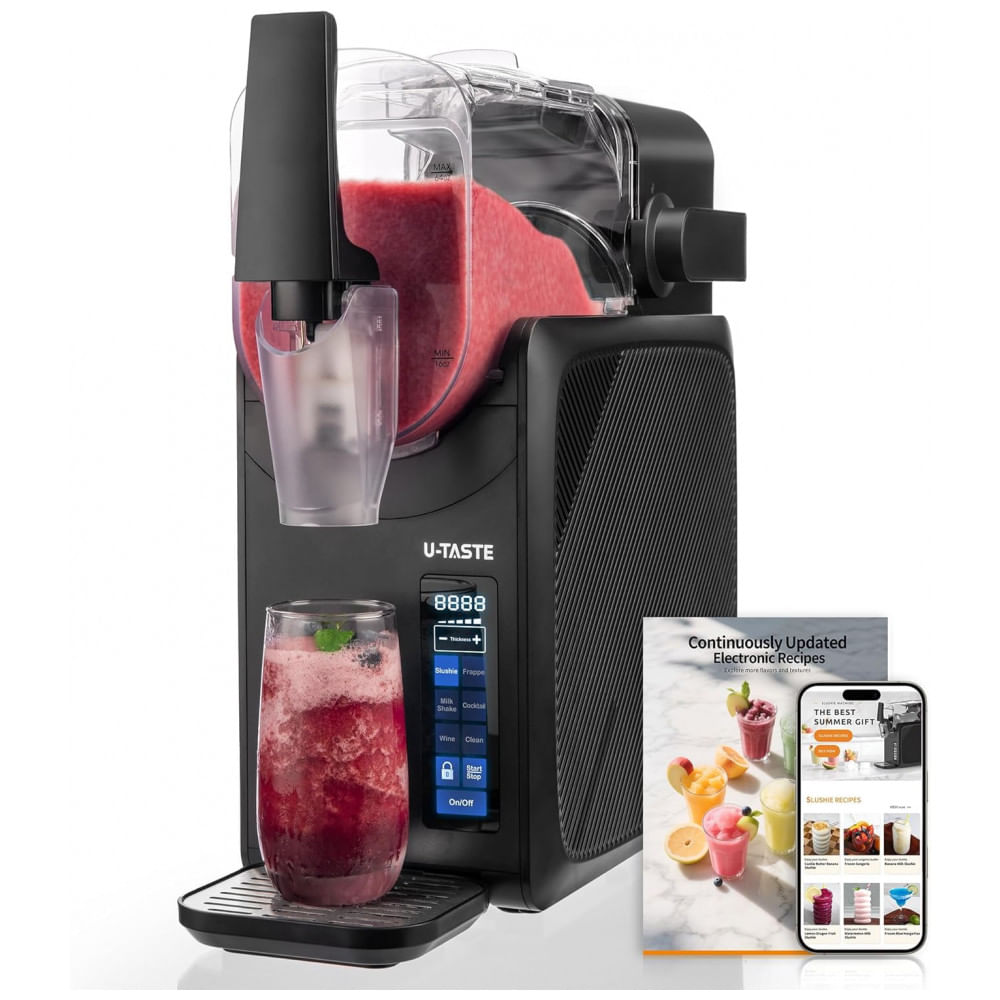 Máquina de Raspadinha Drink UTaste 2,6 litros Margarita Slushy Maker, 12 Horas de Funcionamento, Autolimpeza, 5 Programas Pré-Definidos para Slushie