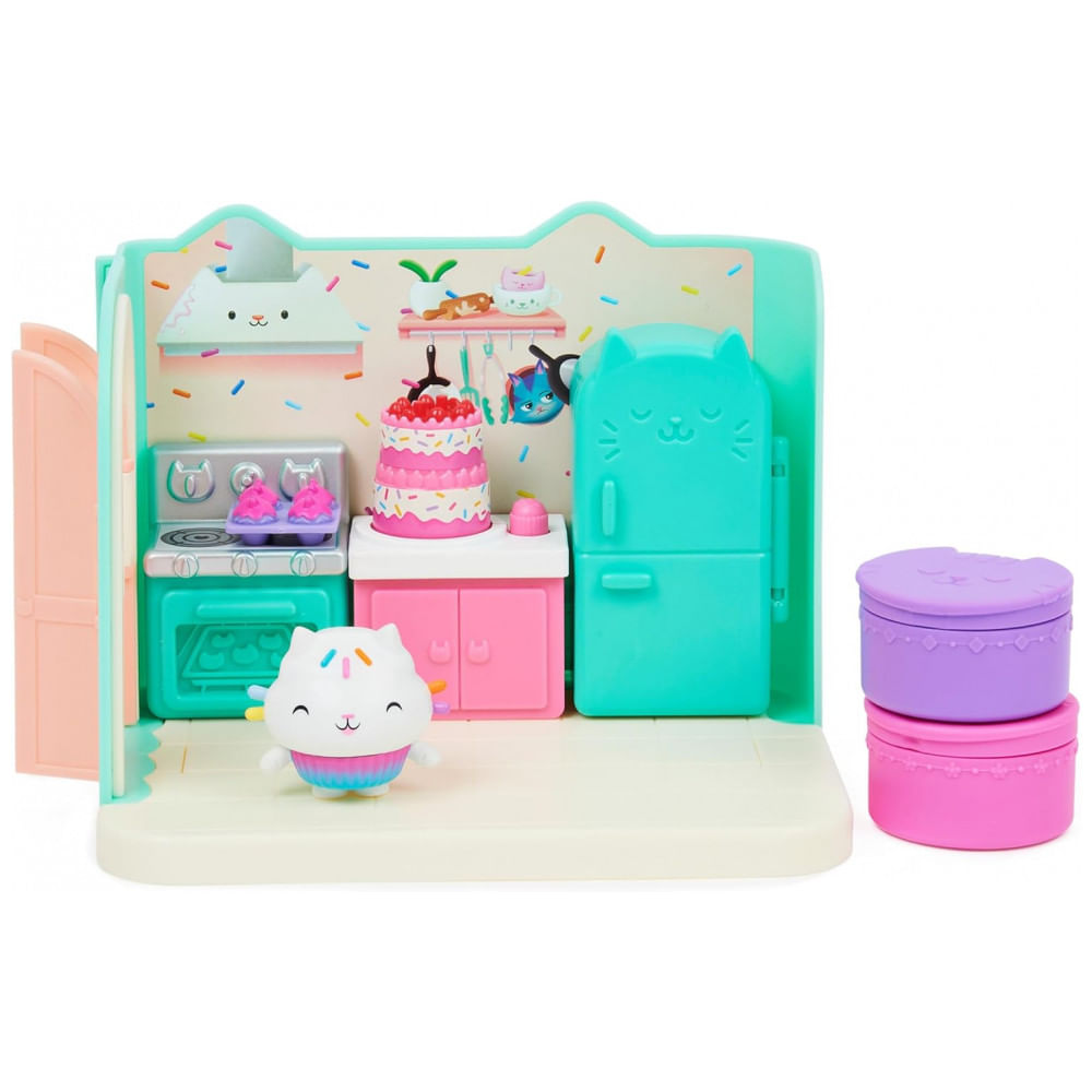 Cozinha do Bakey com Cakey da Casa de Bonecas da Gabbys Dollhouse, com Boneco e 3 Acessórios