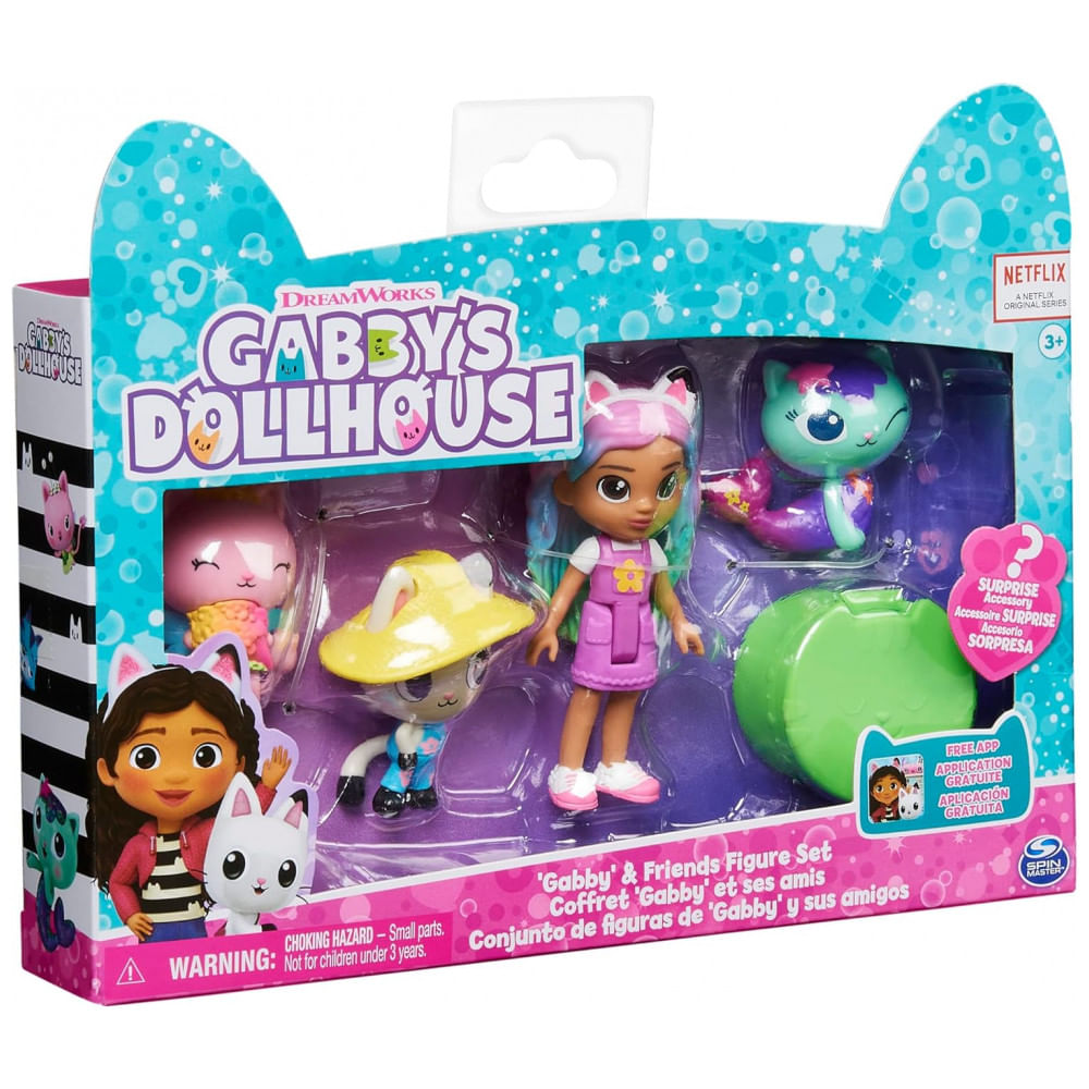 Conjunto de Figuras Gabby and Friends da Casa de Bonecas da Gabby, com Boneca Arco-Íris Gabby, Gabbys Dollhouse